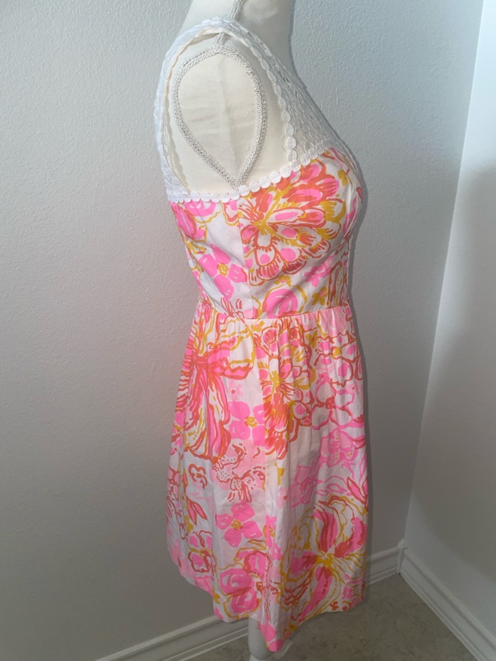 Lilly Pulitzer Women’s Pink White Floral Sleeveless Reagan Fit & Flare Dress - Picture 4 of 13